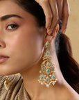 Punjabi Jadau Pearl Chandelier Earrings