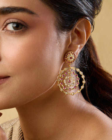 Punjabi Jadau Reverse Chaandbaali Earrings