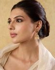 Temple Pearl Jhumka Earrings