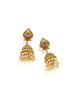 Temple Pearl Jhumka Earrings