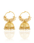 Pearl Temple Hoop Jhumkas