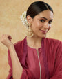 Jadau Pearl Floral Gold Chaandbaali Earrings