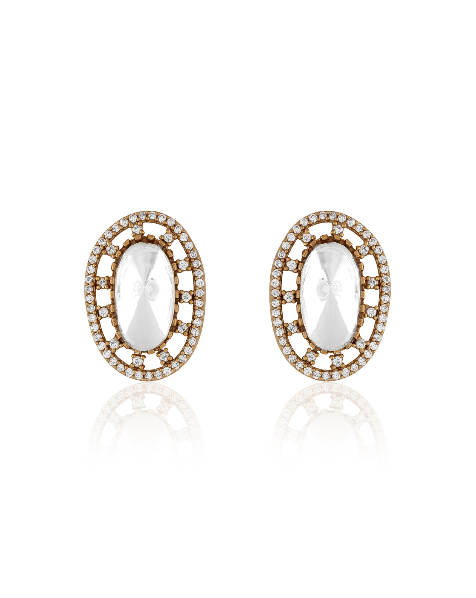 Safed Kundan Polki Stud Earrings