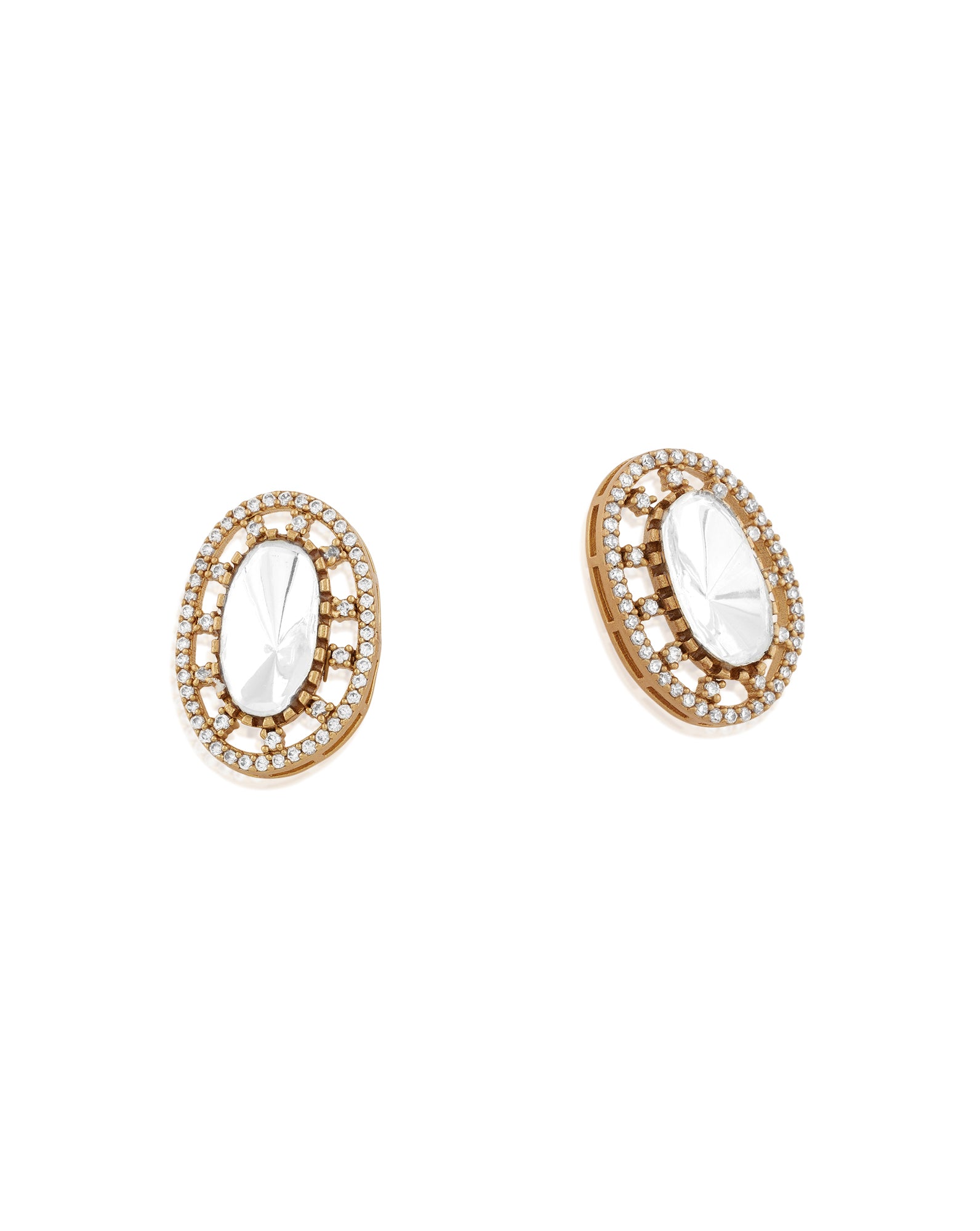 Safed Kundan Polki Stud Earrings