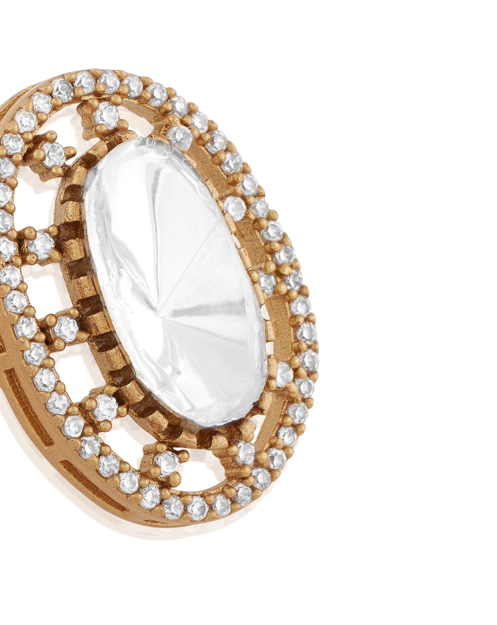 Safed Kundan Polki Stud Earrings