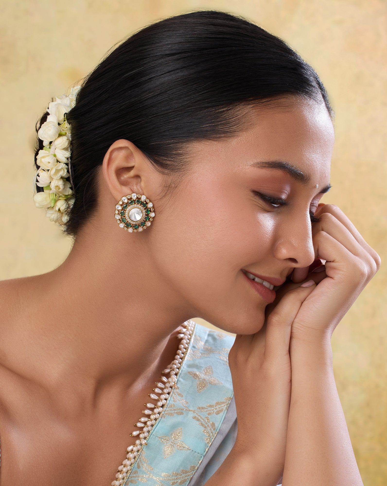 Aveena Kundan Polki Stud Earrings