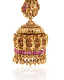 Temple Antique Gold Polish Jhumka Earrings