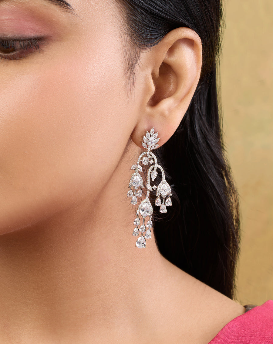 Zircon Statement White Dangler Earrings