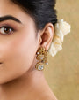 Peacock Kundan Polki Gold Dangler Earrings