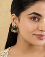 Kundan Polki Red Green Gold Stud Earrings