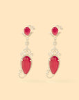 Zircon Pear Drop Ruby Dangler Earrings
