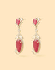 Zircon Pear Drop Ruby Dangler Earrings