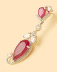 Zircon Pear Drop Ruby Dangler Earrings