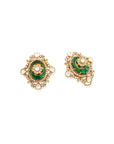 Kundan Polki Enamel Victorian Gold Stud Earrings