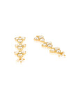 Long Floral Kundan Gold Earrings