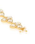 Long Floral Kundan Gold Earrings