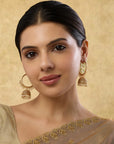 Meirna Temple Hoop Jhumka Earrings