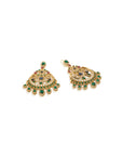 Pearl Green Kundan Polki Gold Chaandbali Earrings