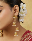 Kundan Polki Gold Dangler Kashmiri Earrings
