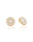White Kundan Polki Gold Stud Earrings