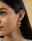 Floral Kundan Gold Dangler Earrings