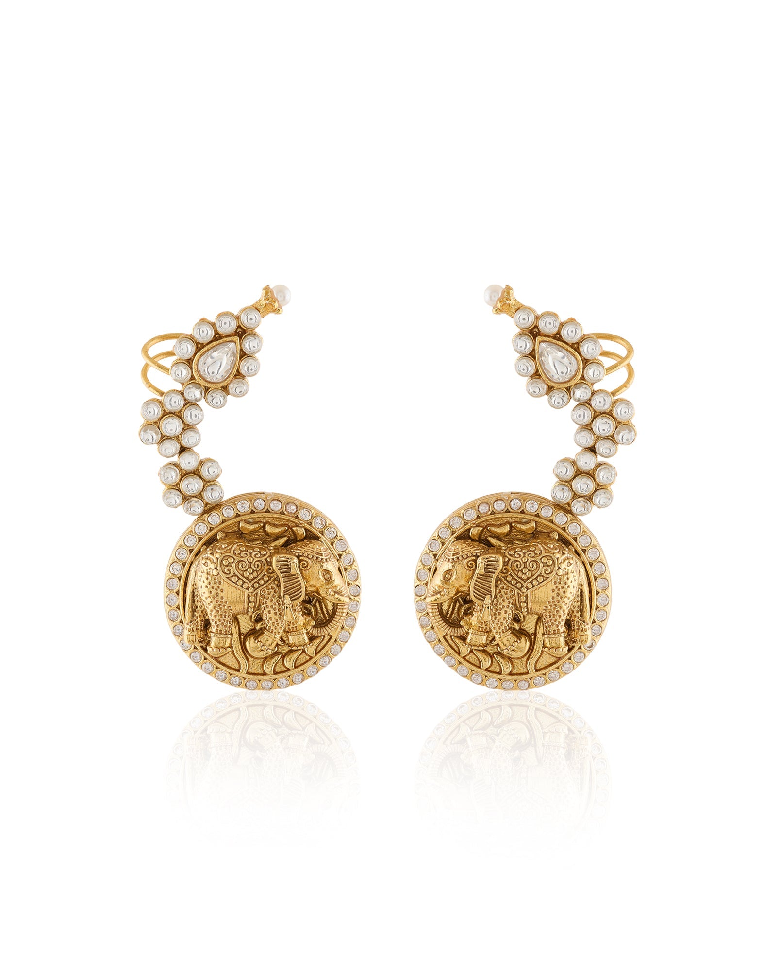 Temple Coin Gold Ear Cuffs