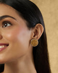 Temple Coin Gold Stud Earrings