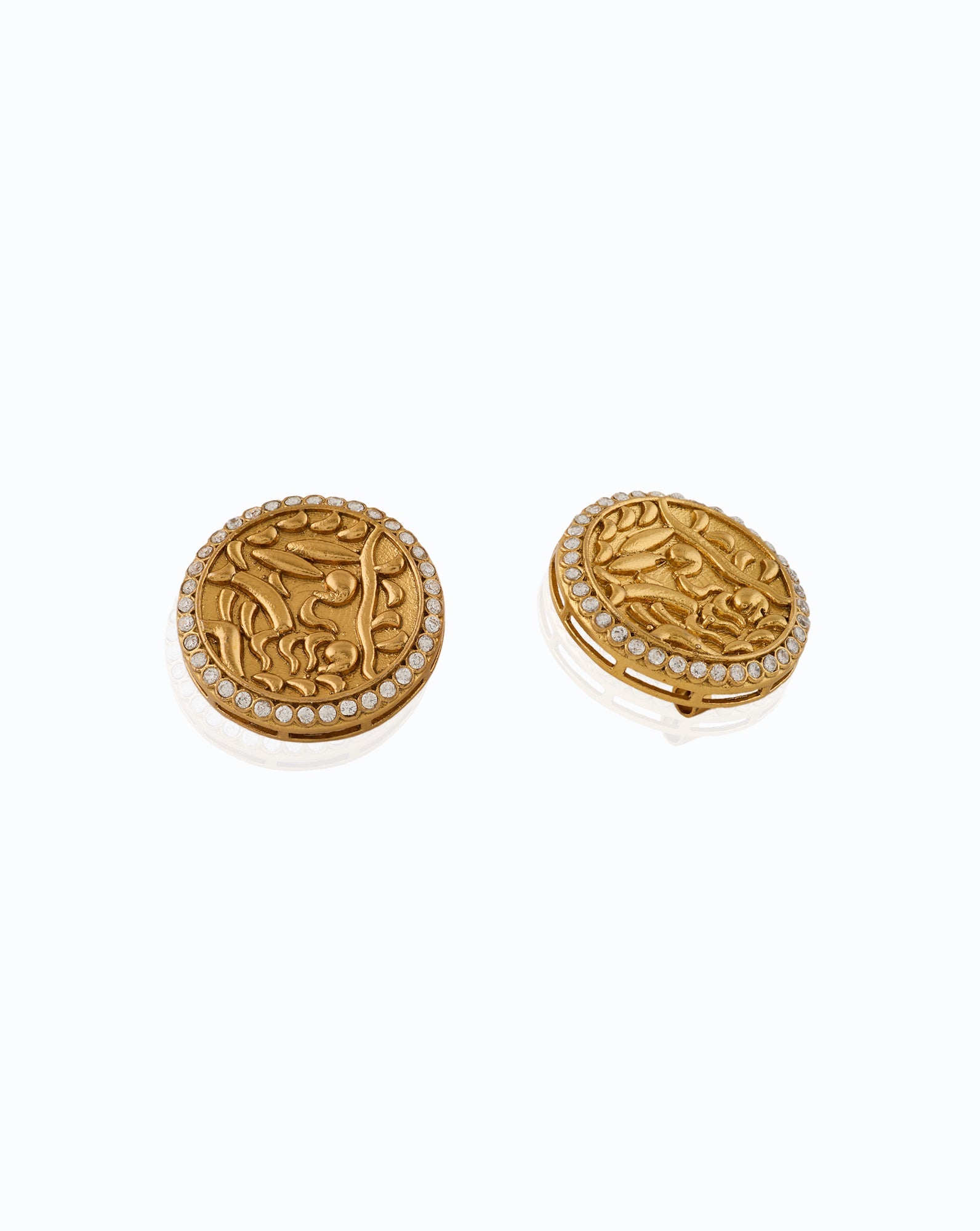 Temple Coin Gold Stud Earrings