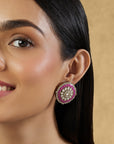 Kundan Ruby Statement Stud Earrings