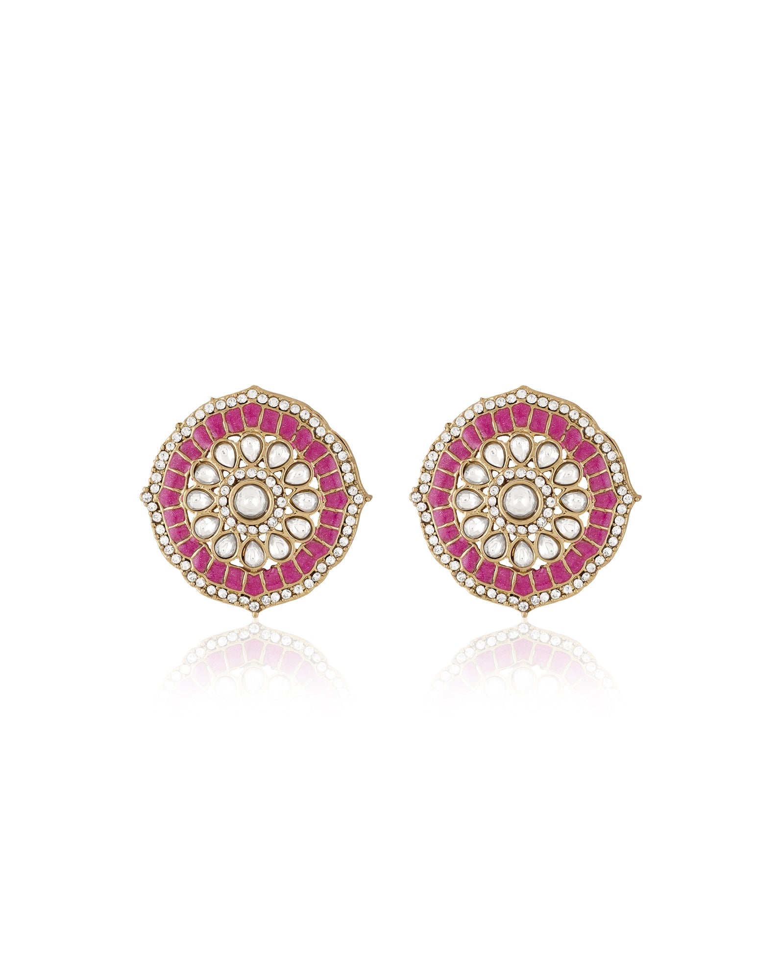 Kundan Ruby Statement Stud Earrings