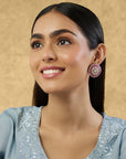 Kundan Ruby Statement Stud Earrings