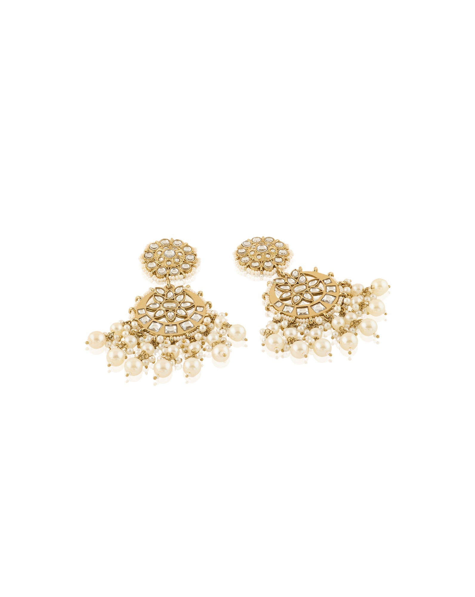 Kundan Statement Gold Chaandbaali Earrings