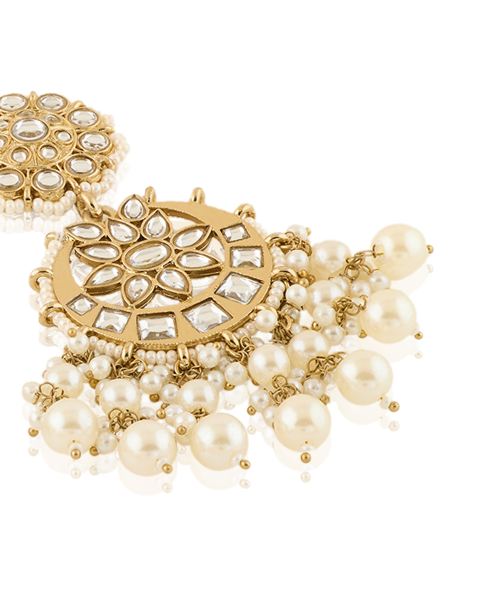 Kundan Statement Gold Chaandbaali Earrings