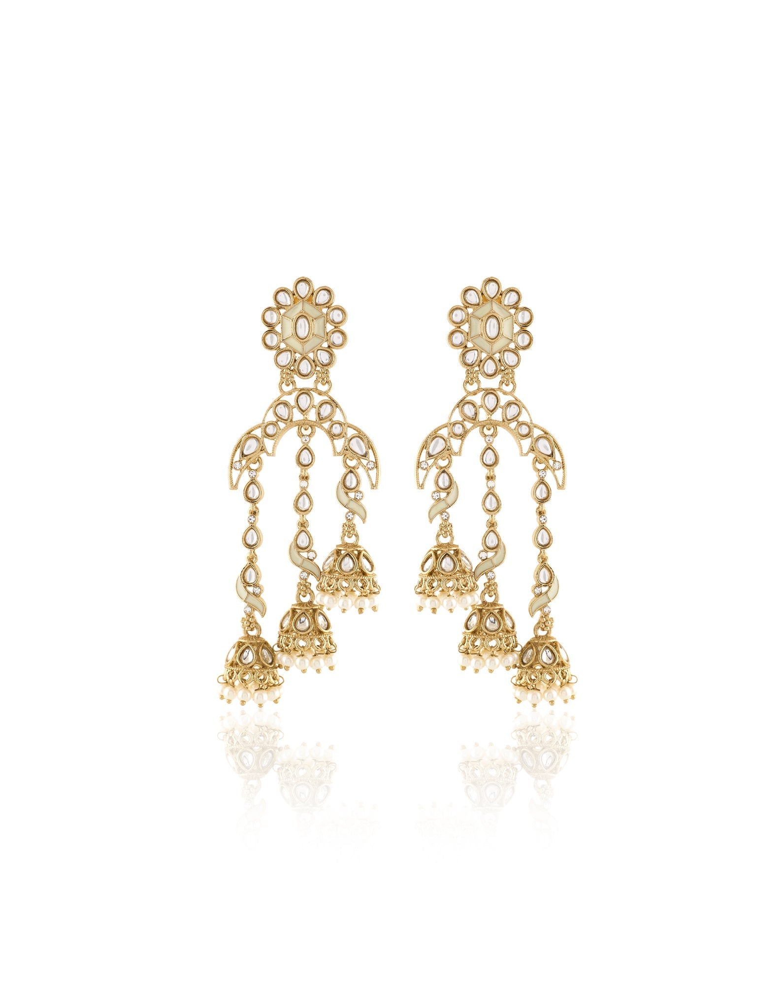 Kundan Statement Gold Dangler Earrings