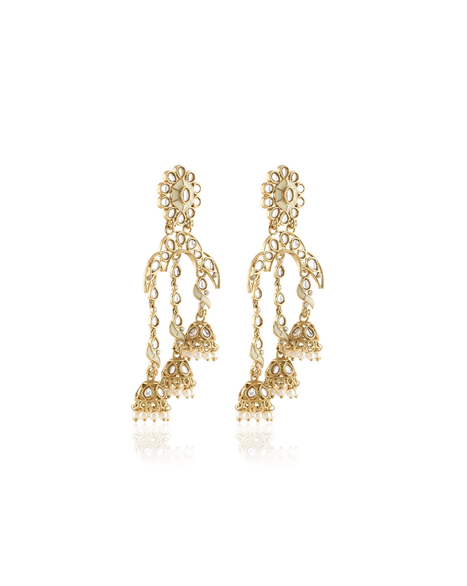 Kundan Statement Gold Dangler Earrings