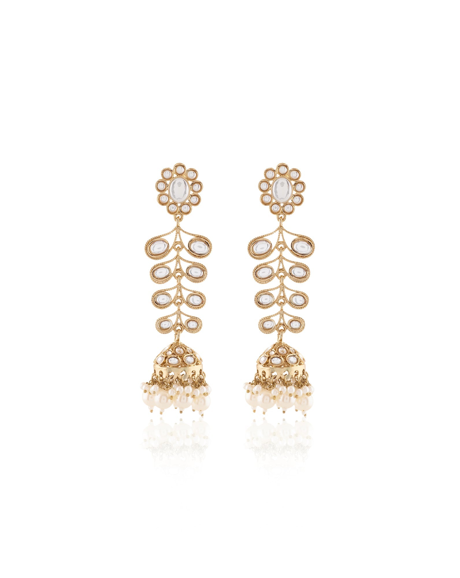 Bageecha Kundan Gold Jhumki Danglers