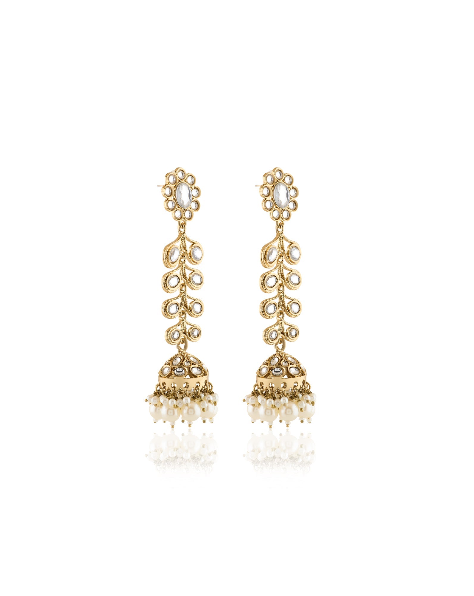 Bageecha Kundan Gold Jhumki Danglers