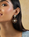 Floral Kundan Gold Statement Danglers