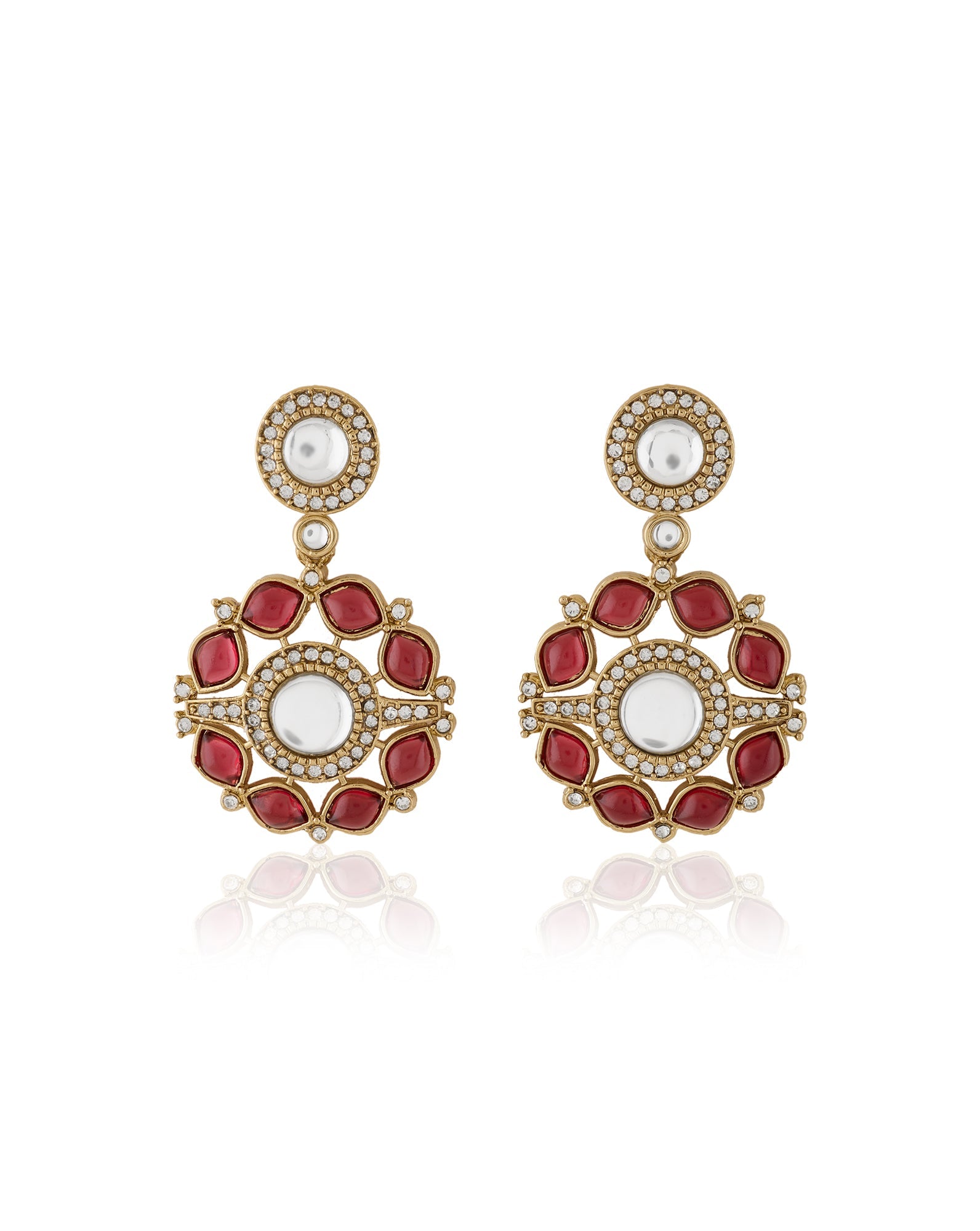 Floral Kundan Gold Statement Danglers