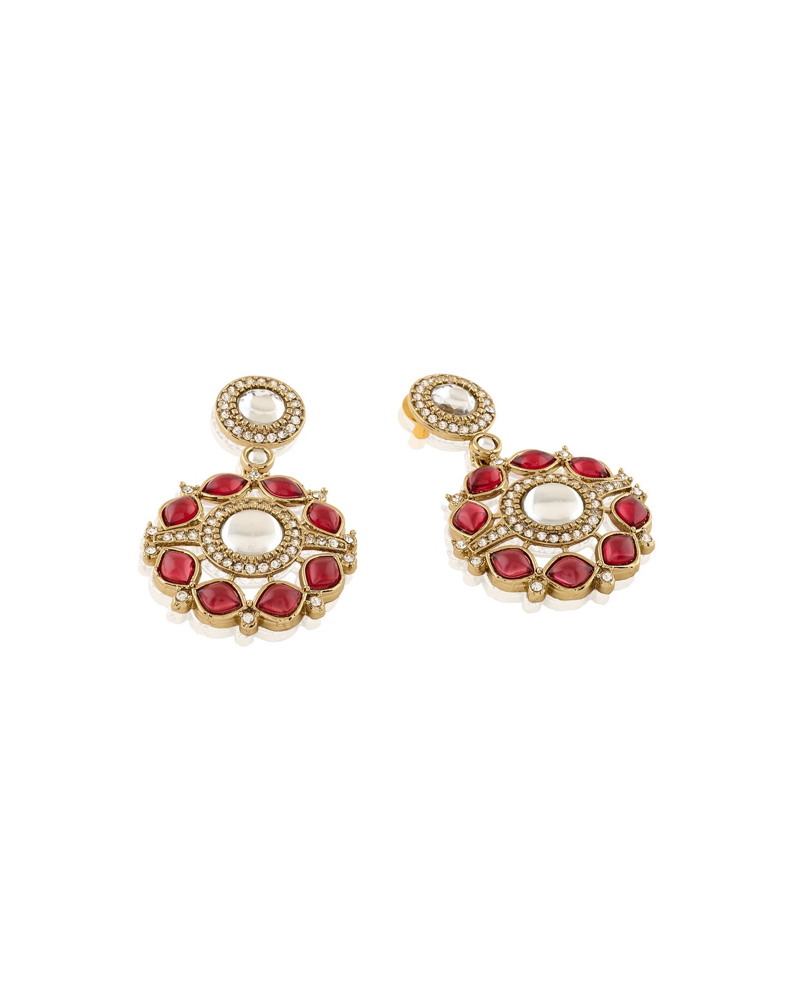 Floral Kundan Gold Statement Danglers