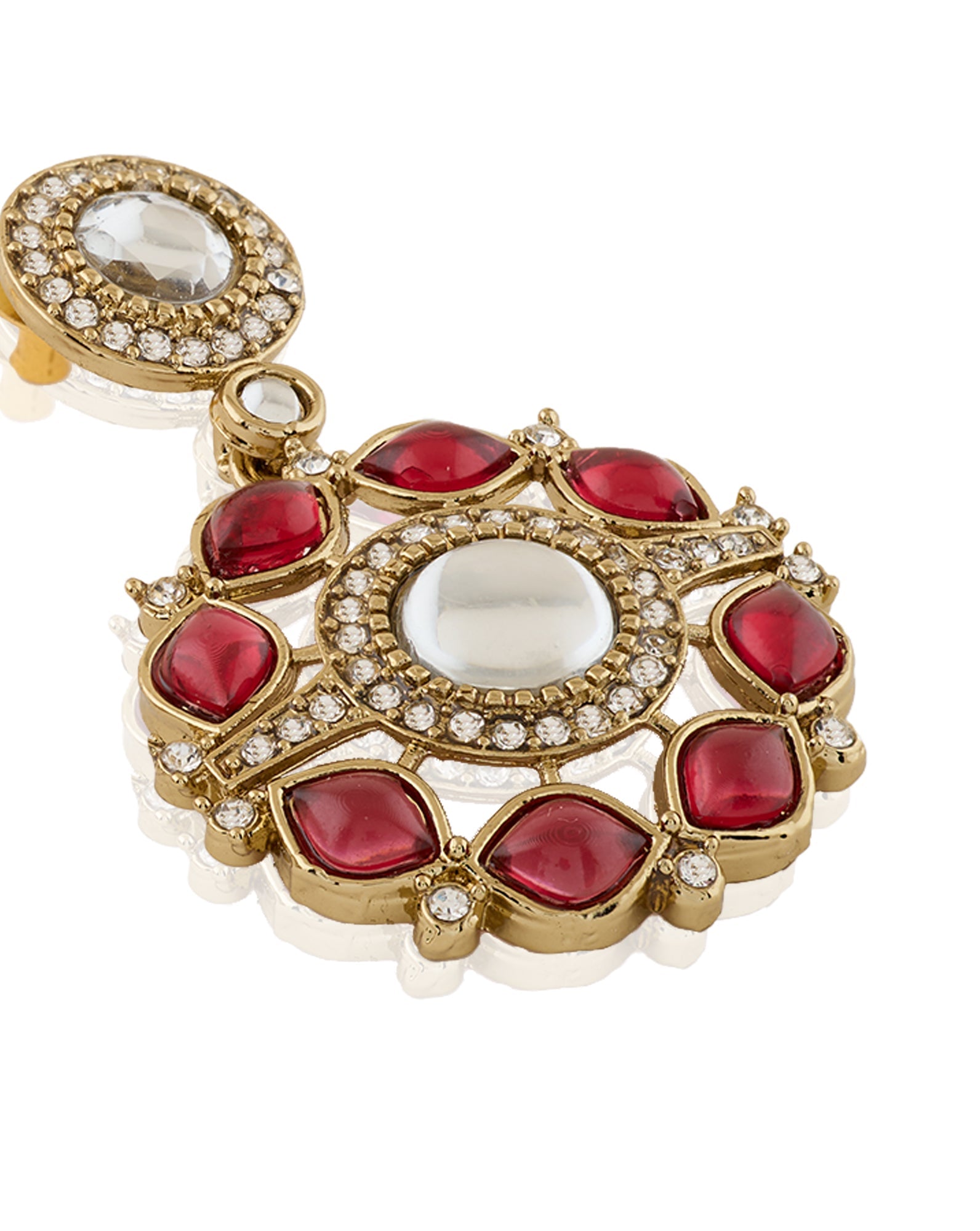 Floral Kundan Gold Statement Danglers