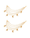 Pearl Temple Jhumki Gold Ear Chains