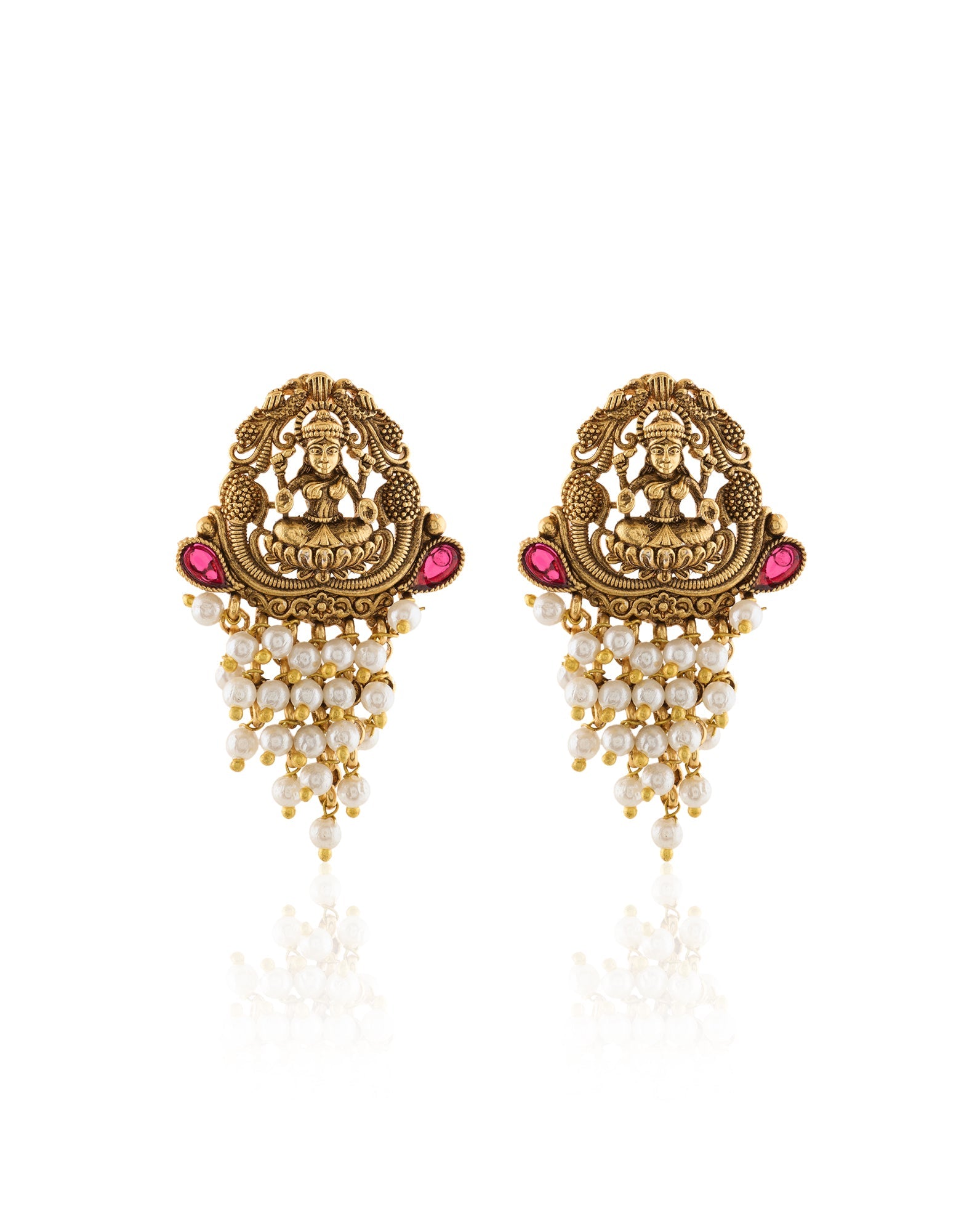 Laxmi Temple Gold Stud Earrings