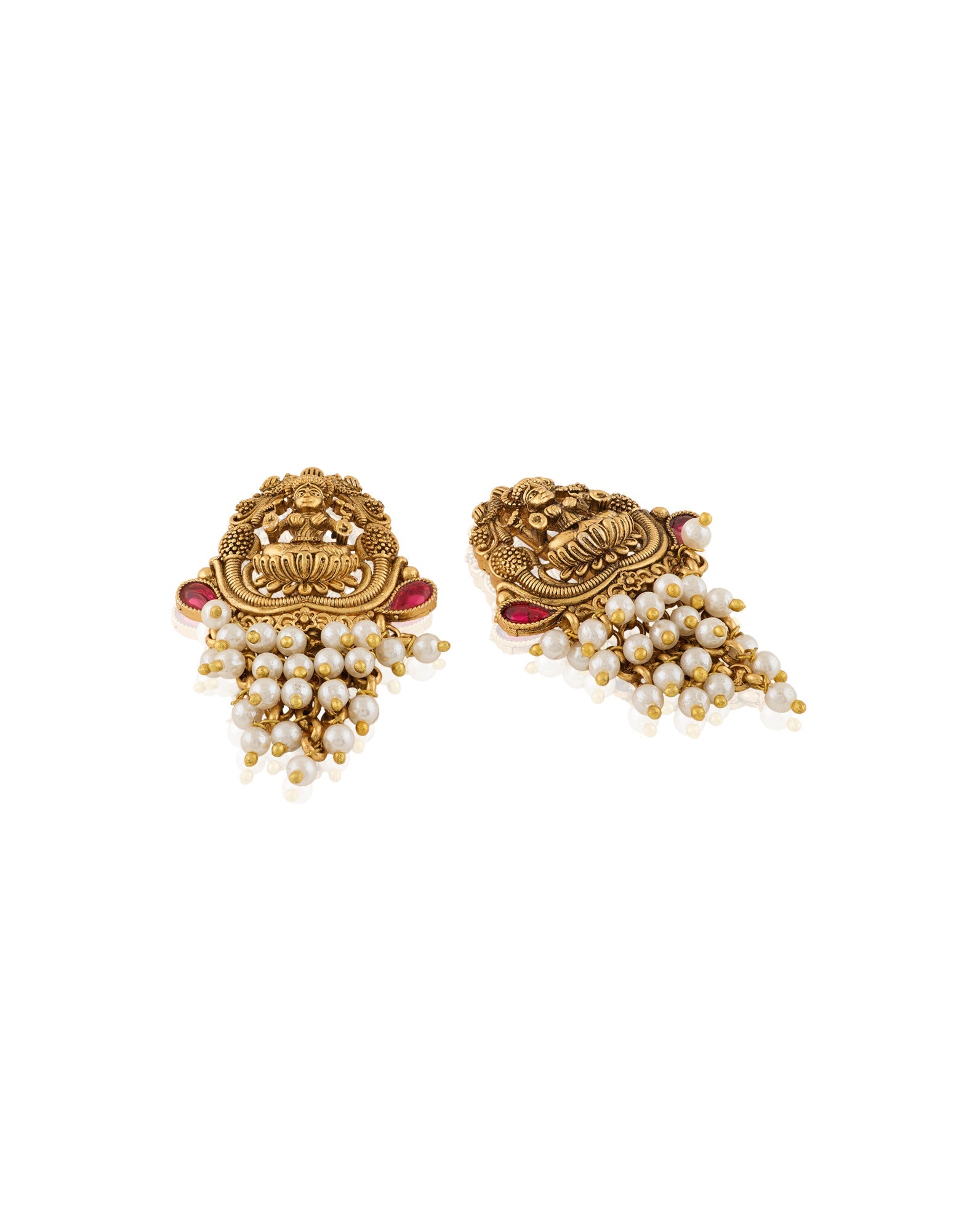 Laxmi Temple Gold Stud Earrings