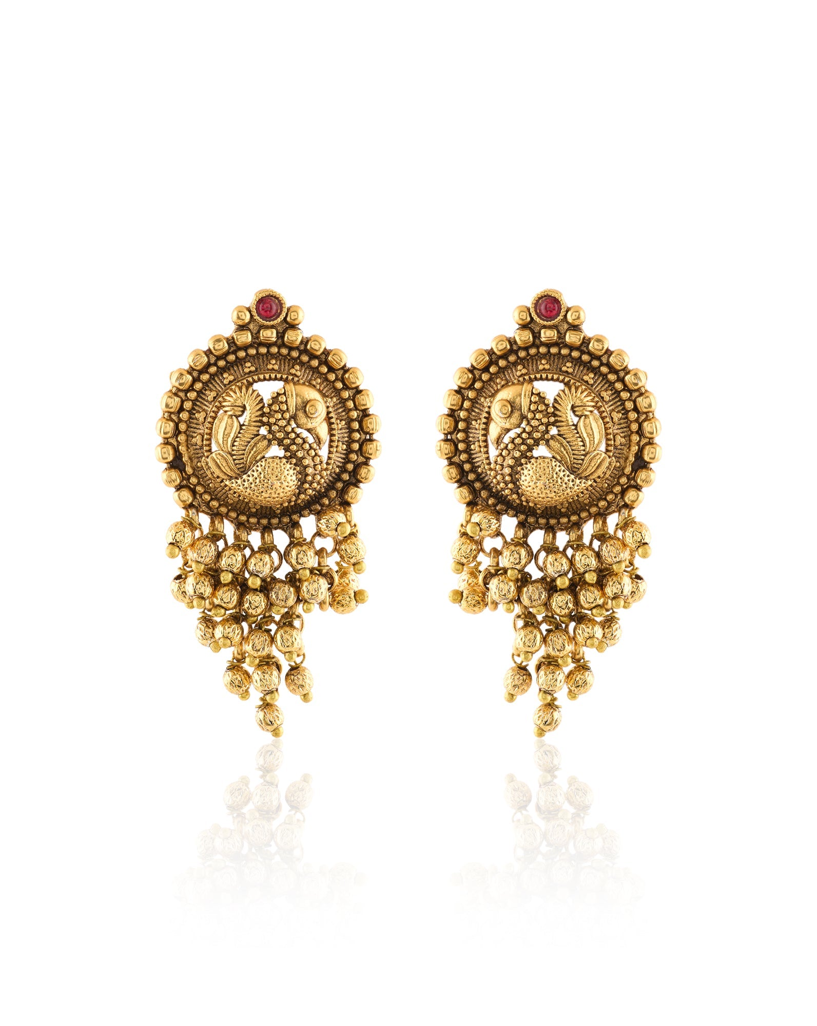 Swan Temple Gold Stud Earrings