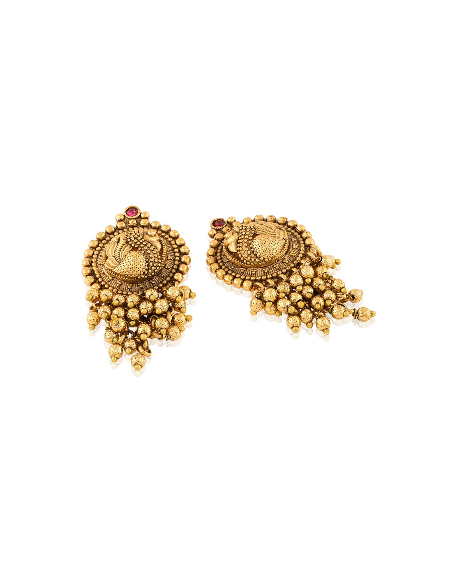 Swan Temple Gold Stud Earrings