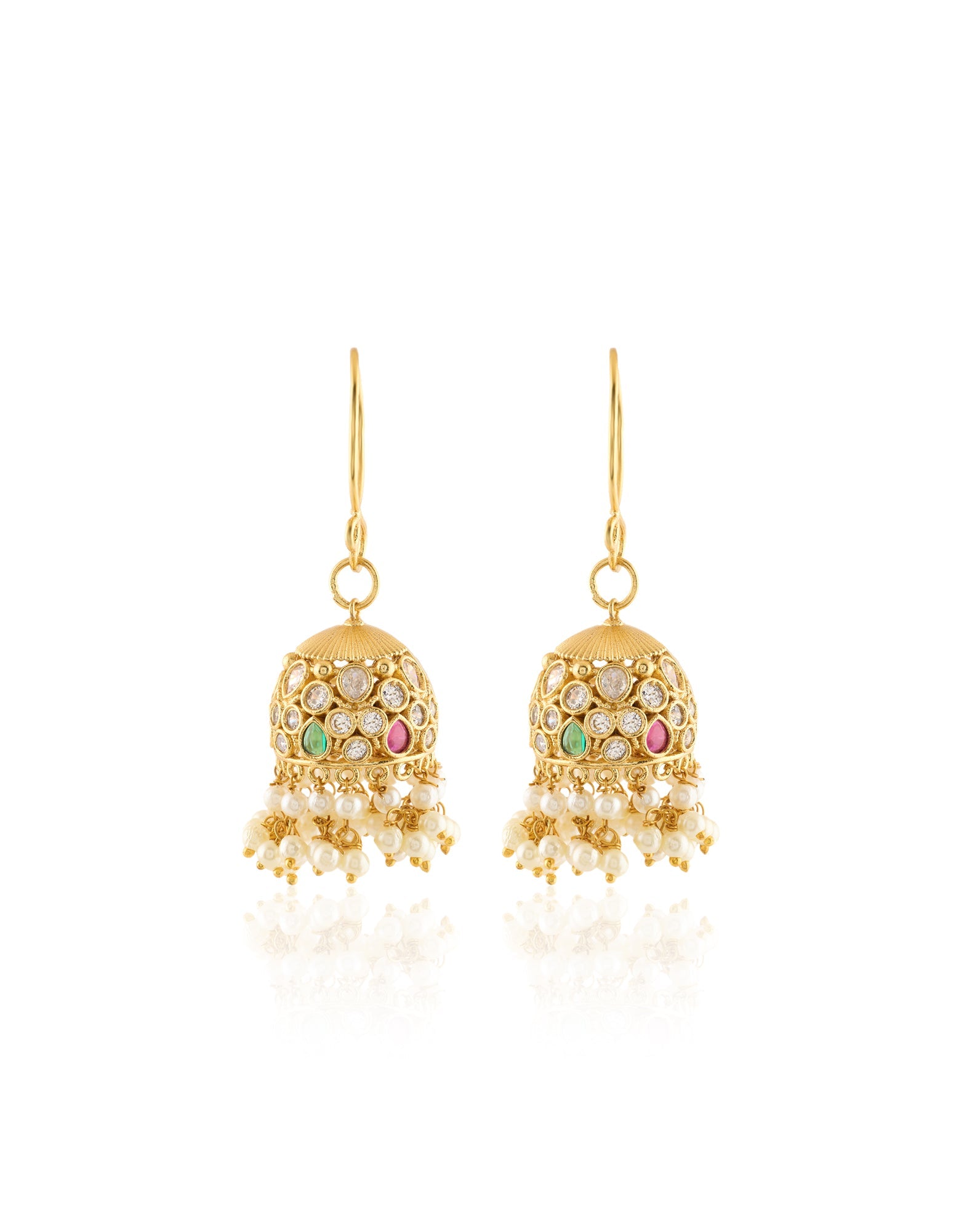 Pearl Temple Gold Jhumkas