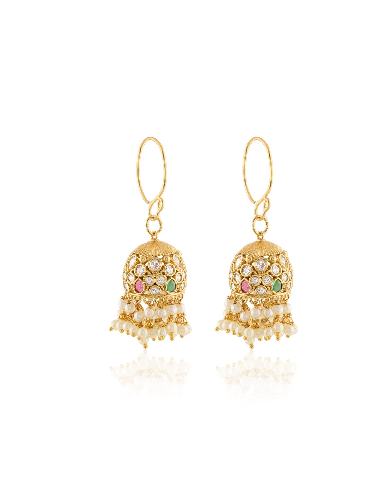 Pearl Temple Gold Jhumkas