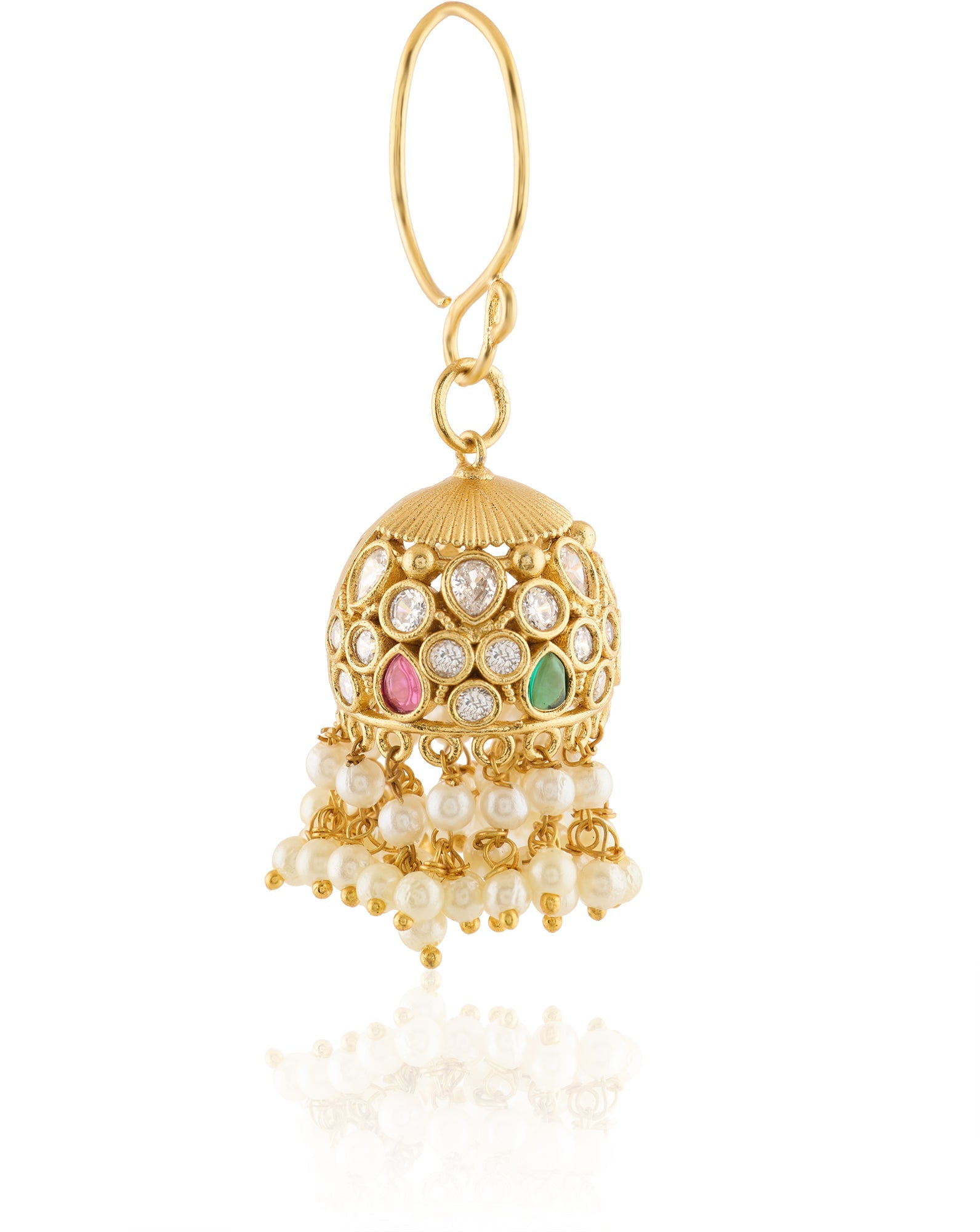 Pearl Temple Gold Jhumkas