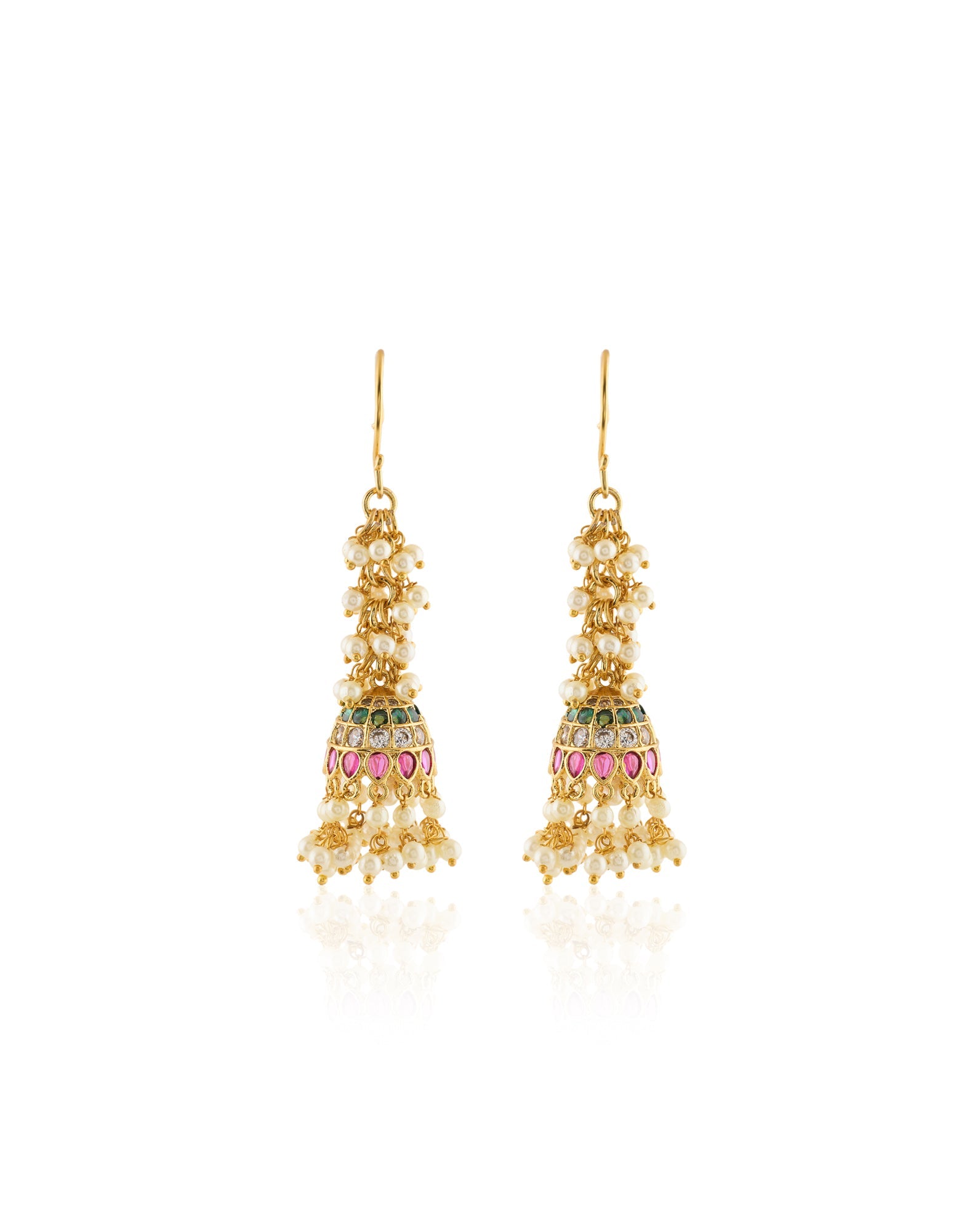 Temple Pearl Gold Jhumkas